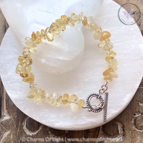Citrine Chip Bracelet With Silver Toggle Clasp